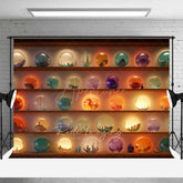 Aperturee Aperturee Magic Shop of Crystal Balls Halloween Photography Backdrop Shelves with Glowing Orbs Fantasy Witch or Wizard Prop